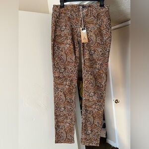 Prana Paisley Print Pants in Brown and Orange